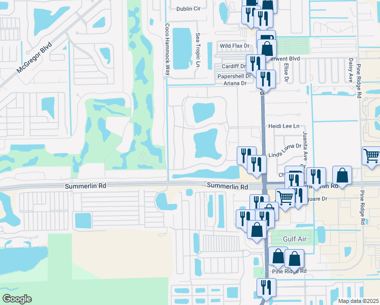 map of restaurants, bars, coffee shops, grocery stores, and more near 11060 Caravel Circle in Fort Myers
