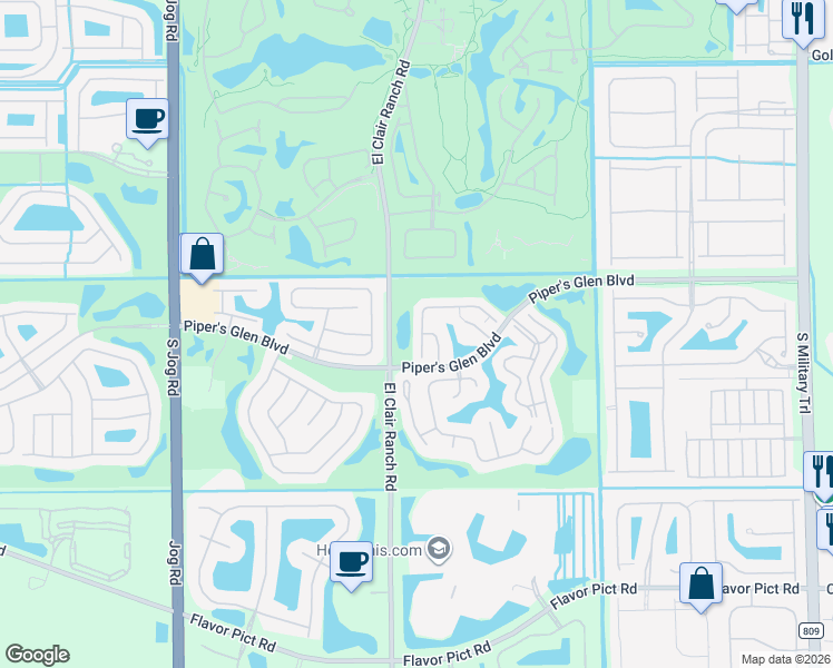 map of restaurants, bars, coffee shops, grocery stores, and more near 12128 Pasadena Way in Boynton Beach
