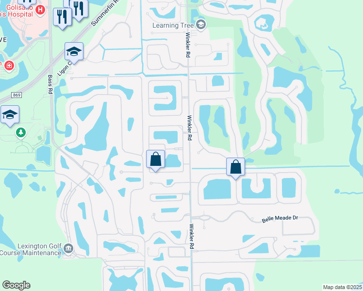 map of restaurants, bars, coffee shops, grocery stores, and more near 8917 Cranes Nest Court in Fort Myers