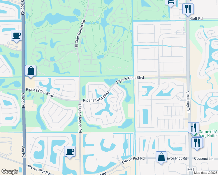 map of restaurants, bars, coffee shops, grocery stores, and more near 5681 Northpointe Lane in Boynton Beach