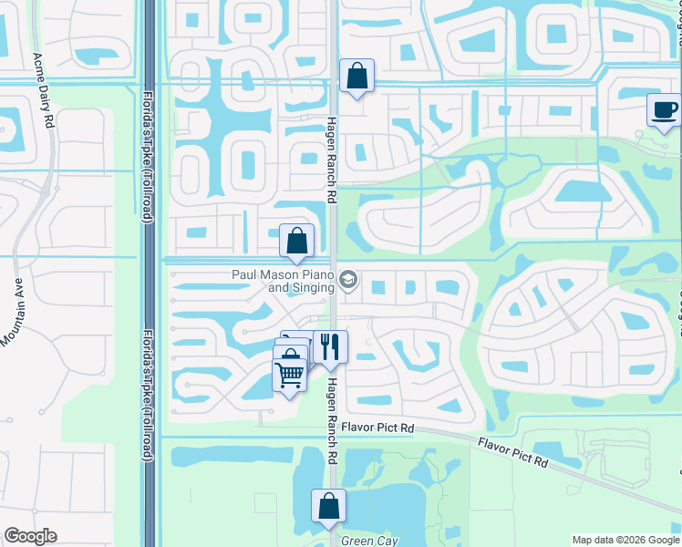 map of restaurants, bars, coffee shops, grocery stores, and more near 12055 Tevere Drive in Boynton Beach
