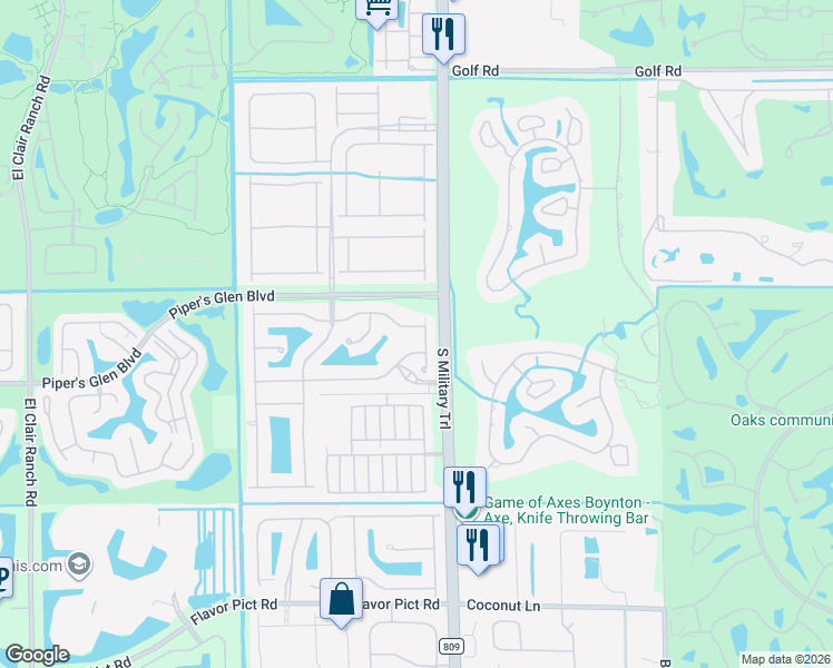 map of restaurants, bars, coffee shops, grocery stores, and more near 5057 Toscana Trail in Boynton Beach
