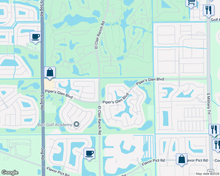 map of restaurants, bars, coffee shops, grocery stores, and more near 5820 Northpointe Lane in Boynton Beach