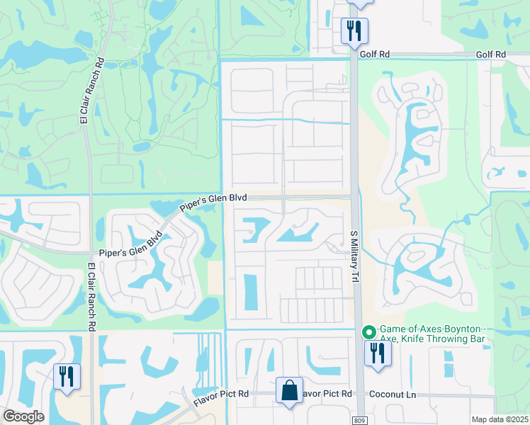 map of restaurants, bars, coffee shops, grocery stores, and more near 5306 Toscana Trail in Boynton Beach