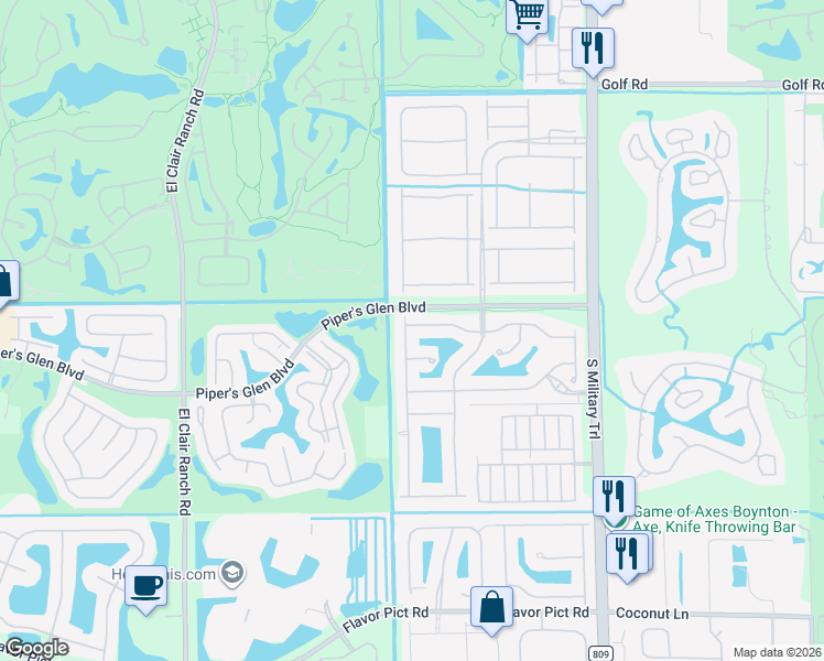 map of restaurants, bars, coffee shops, grocery stores, and more near 5346 Toscana Trail in Boynton Beach