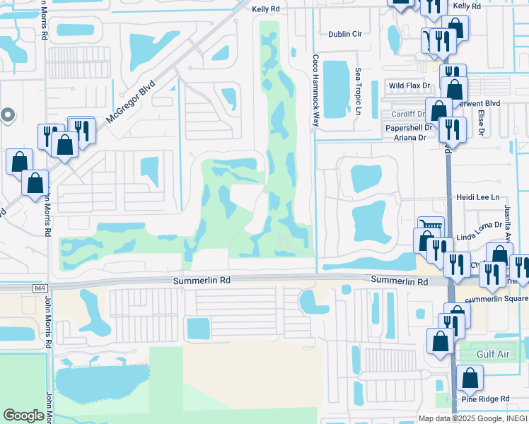 map of restaurants, bars, coffee shops, grocery stores, and more near 12170 Kelly Sands Way in Fort Myers