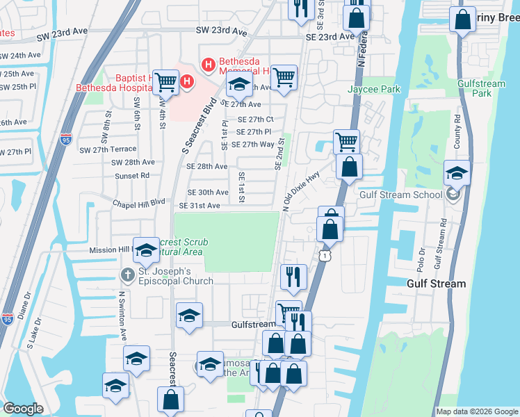 map of restaurants, bars, coffee shops, grocery stores, and more near 178 Southeast 31st Avenue in Boynton Beach