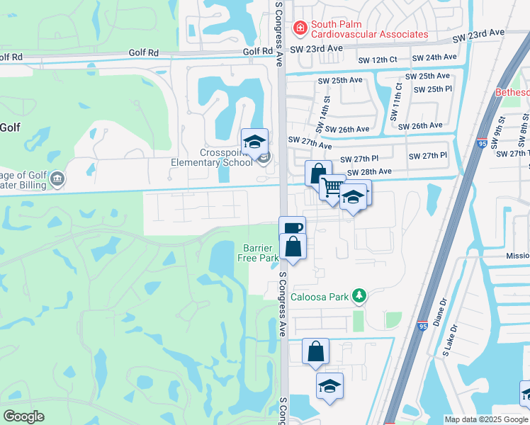 map of restaurants, bars, coffee shops, grocery stores, and more near N Charter Dr in Boynton Beach