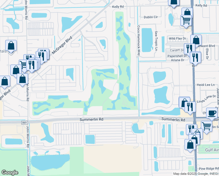 map of restaurants, bars, coffee shops, grocery stores, and more near 12171 Kelly Sands Way in Fort Myers