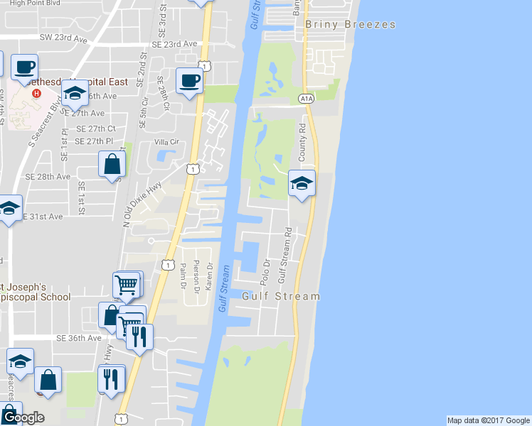 map of restaurants, bars, coffee shops, grocery stores, and more near 3580 Polo Drive in Delray Beach