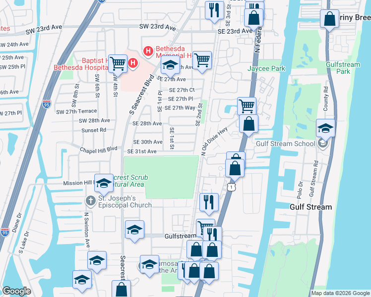 map of restaurants, bars, coffee shops, grocery stores, and more near 171 Southeast 31st Avenue in Boynton Beach
