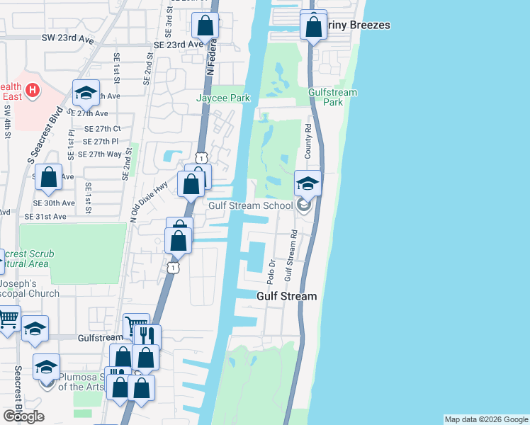 map of restaurants, bars, coffee shops, grocery stores, and more near 535 Banyan Road in Delray Beach