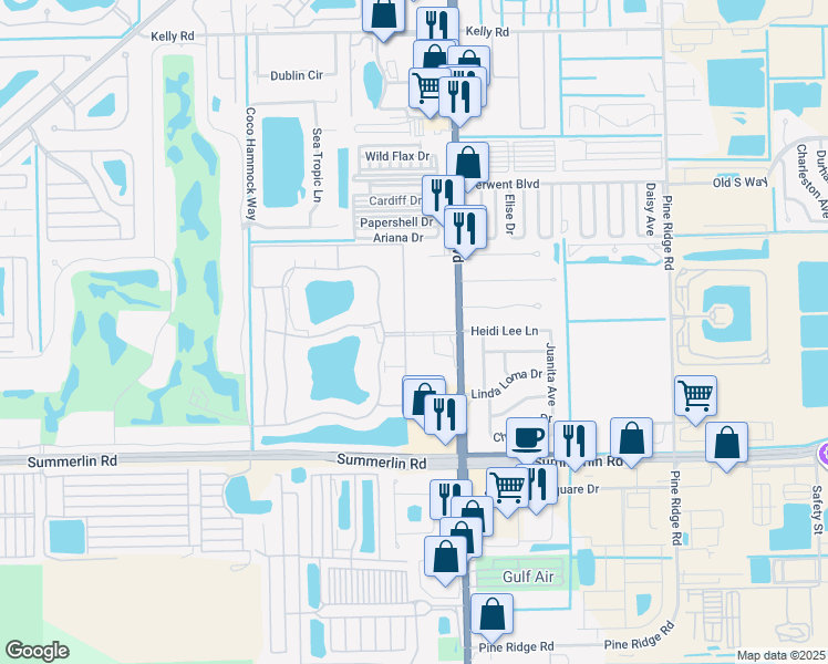 map of restaurants, bars, coffee shops, grocery stores, and more near Cinnamon Cove Boulevard in Iona