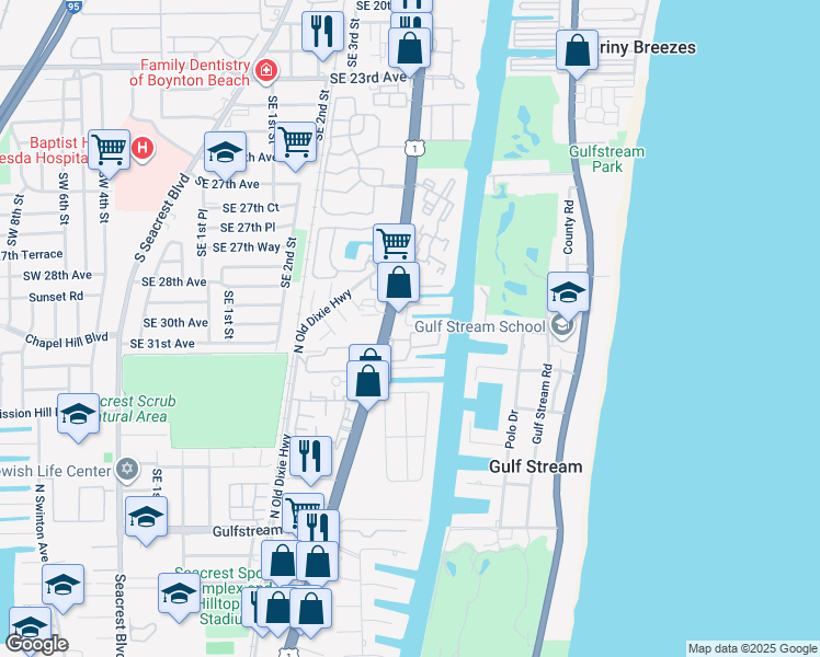map of restaurants, bars, coffee shops, grocery stores, and more near 810 Bamboo Lane in Delray Beach