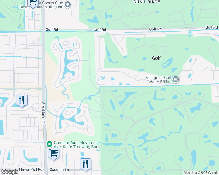 map of restaurants, bars, coffee shops, grocery stores, and more near 3 Peacock Lane in Boynton Beach