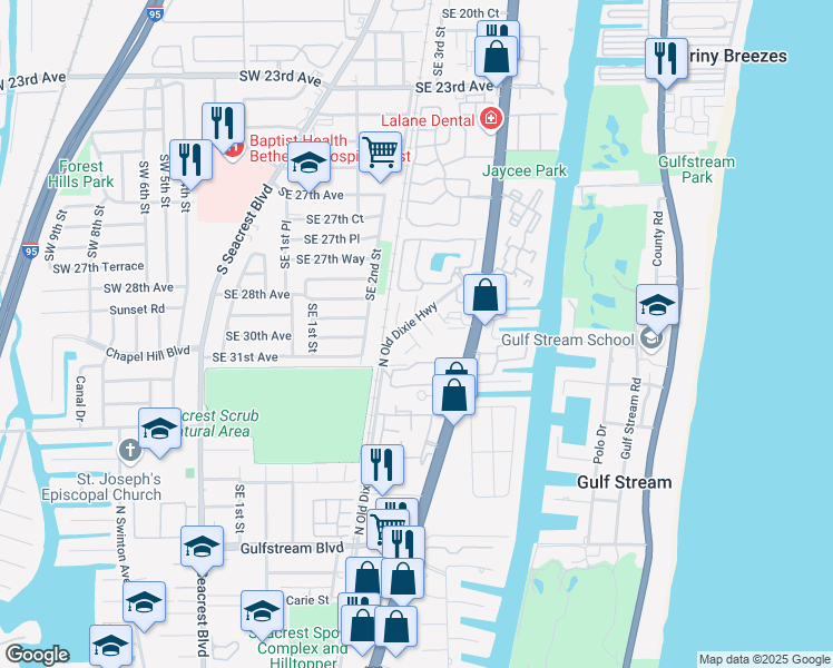 map of restaurants, bars, coffee shops, grocery stores, and more near 3804 Wall Street in Delray Beach