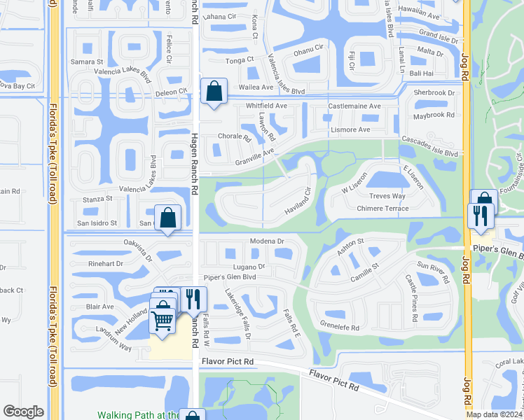 map of restaurants, bars, coffee shops, grocery stores, and more near 7254 Toscane Court in Boynton Beach