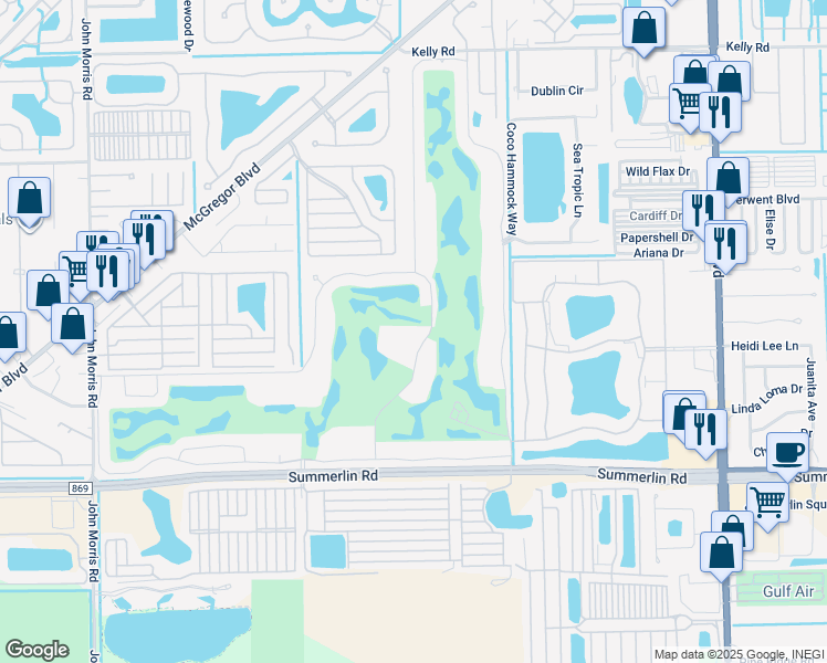 map of restaurants, bars, coffee shops, grocery stores, and more near 12191 Kelly Sands Way in Fort Myers