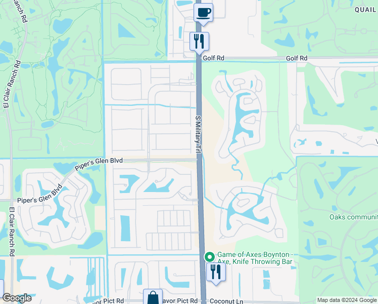 map of restaurants, bars, coffee shops, grocery stores, and more near 5058 Pelican Cove Drive in Boynton Beach