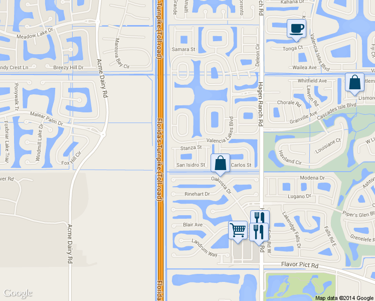map of restaurants, bars, coffee shops, grocery stores, and more near 7854 Stanza Street in Boynton Beach