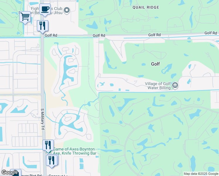 map of restaurants, bars, coffee shops, grocery stores, and more near 3 Peacock Lane in Boynton Beach