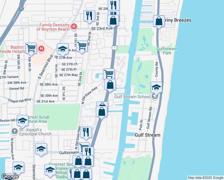 map of restaurants, bars, coffee shops, grocery stores, and more near 810 Bamboo Lane in Delray Beach