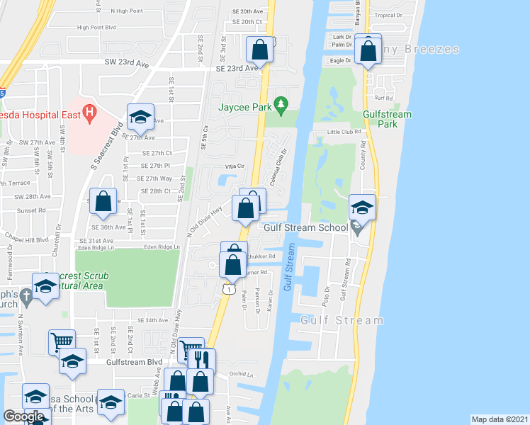map of restaurants, bars, coffee shops, grocery stores, and more near 813 Estancia Way in Boynton Beach