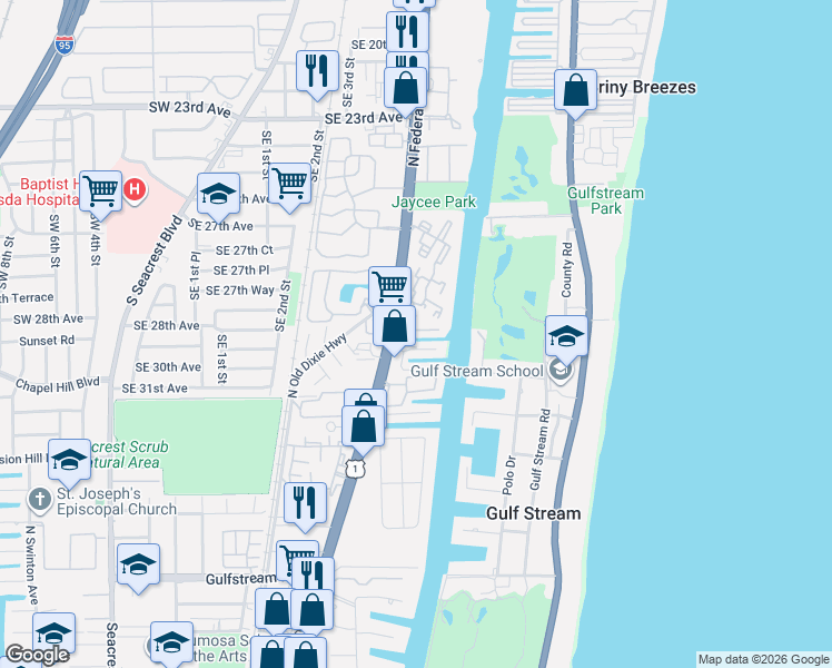 map of restaurants, bars, coffee shops, grocery stores, and more near 2870 Virginia Gardens Drive in Boynton Beach