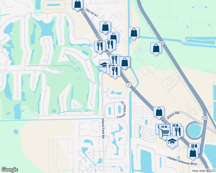 map of restaurants, bars, coffee shops, grocery stores, and more near 6232 Timberwood Circle in Fort Myers