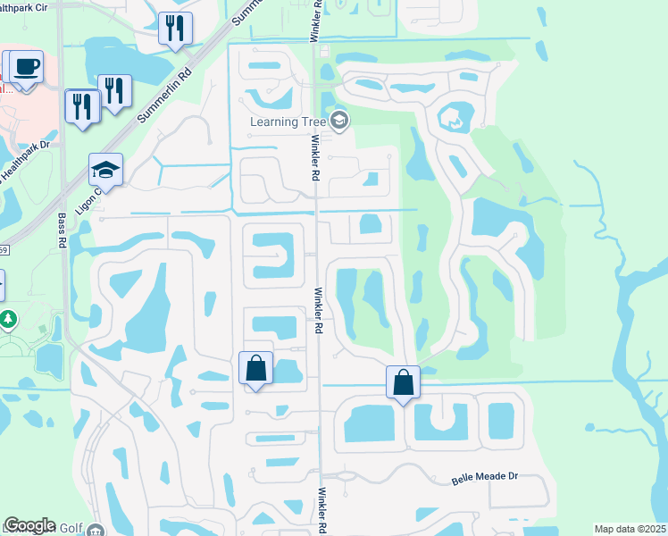 map of restaurants, bars, coffee shops, grocery stores, and more near 8651 Colony Trace Drive in Fort Myers