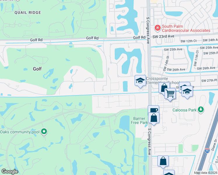 map of restaurants, bars, coffee shops, grocery stores, and more near 6 Country Lake Trail in Boynton Beach