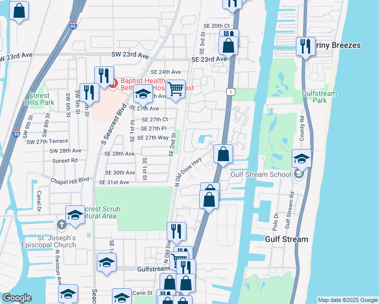 map of restaurants, bars, coffee shops, grocery stores, and more near 1304 Villa Circle in Boynton Beach