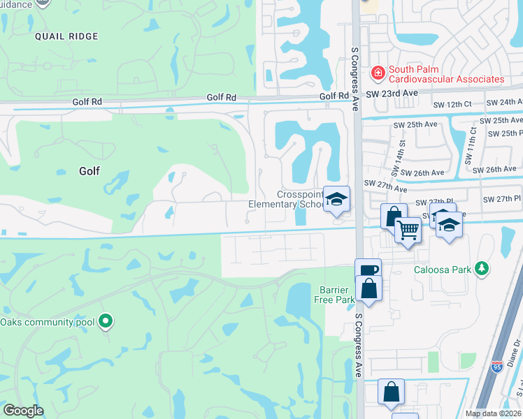 map of restaurants, bars, coffee shops, grocery stores, and more near 9 Country Lake Trail in Boynton Beach