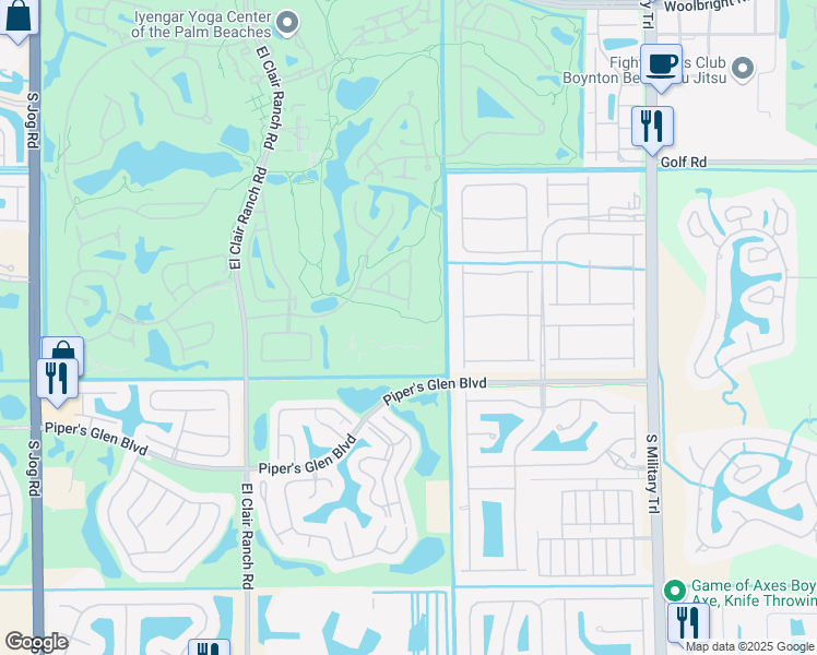 map of restaurants, bars, coffee shops, grocery stores, and more near 5674 Kiowa Circle in Boynton Beach