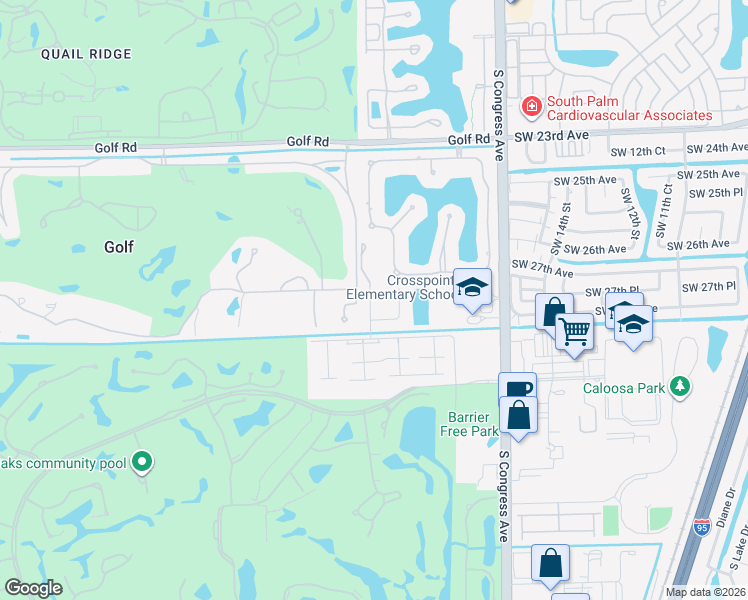 map of restaurants, bars, coffee shops, grocery stores, and more near 40 Country Lake Circle in Boynton Beach