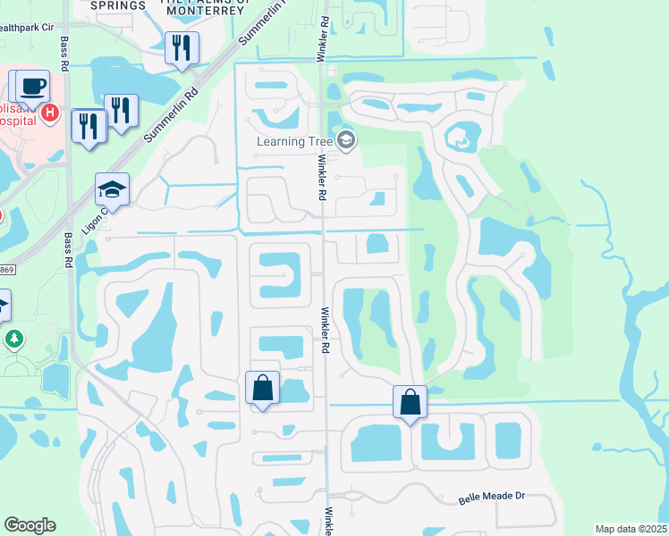 map of restaurants, bars, coffee shops, grocery stores, and more near 8651 Colony Trace Drive in Fort Myers