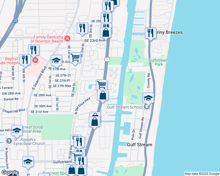 map of restaurants, bars, coffee shops, grocery stores, and more near 2870 Virginia Gardens Drive in Boynton Beach
