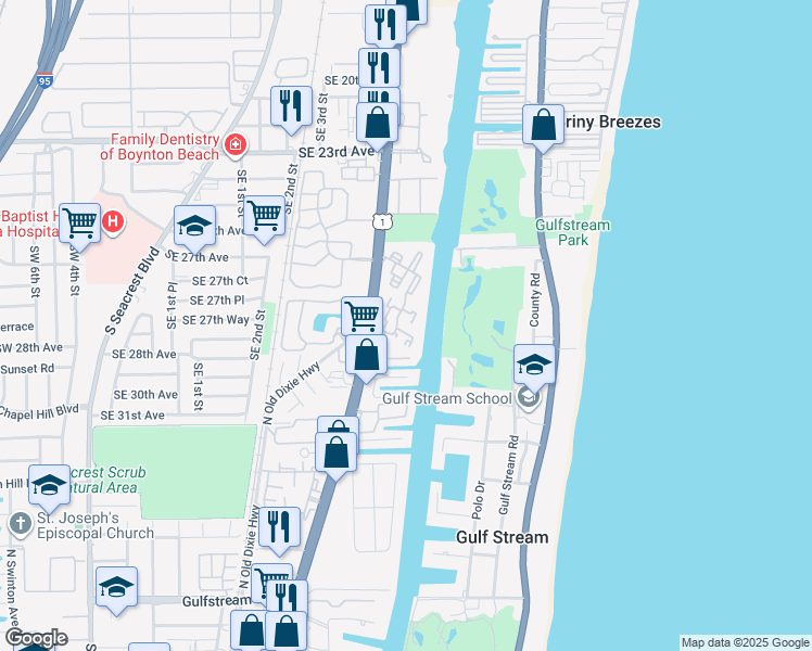 map of restaurants, bars, coffee shops, grocery stores, and more near 2870 Virginia Gardens Drive in Boynton Beach