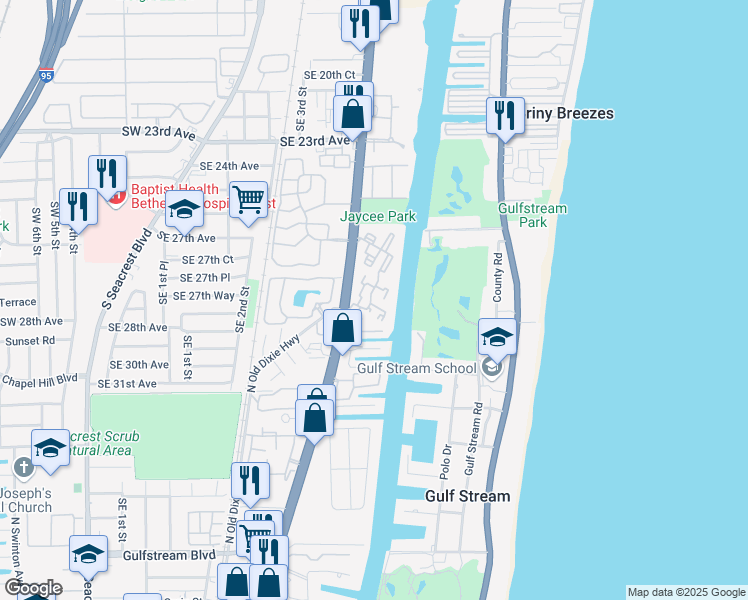 map of restaurants, bars, coffee shops, grocery stores, and more near 9 Colonial Club Drive in Boynton Beach