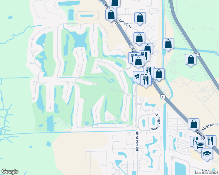 map of restaurants, bars, coffee shops, grocery stores, and more near 6100 Club Boulevard in Fort Myers