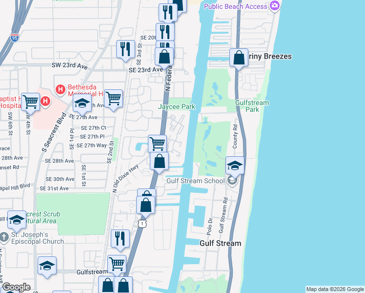 map of restaurants, bars, coffee shops, grocery stores, and more near 5 Colonial Club Drive in Boynton Beach