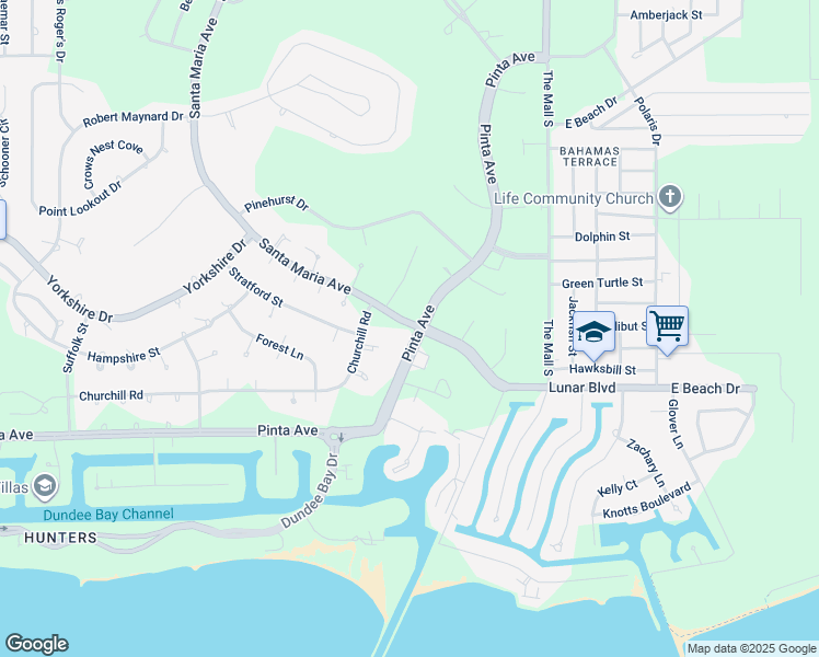 map of restaurants, bars, coffee shops, grocery stores, and more near Pinta Avenue in Freeport