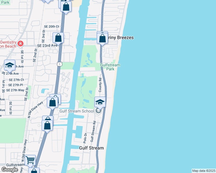 map of restaurants, bars, coffee shops, grocery stores, and more near 4001 North Ocean Boulevard in Delray Beach
