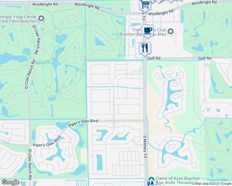 map of restaurants, bars, coffee shops, grocery stores, and more near 5289 Glenville Drive in Boynton Beach