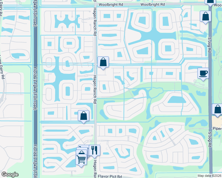 map of restaurants, bars, coffee shops, grocery stores, and more near 11583 Colonnade Drive in Boynton Beach