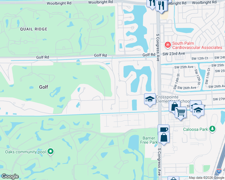 map of restaurants, bars, coffee shops, grocery stores, and more near 7 Country Road East in Boynton Beach