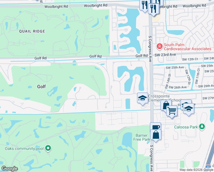 map of restaurants, bars, coffee shops, grocery stores, and more near 7 Country Road East in Boynton Beach