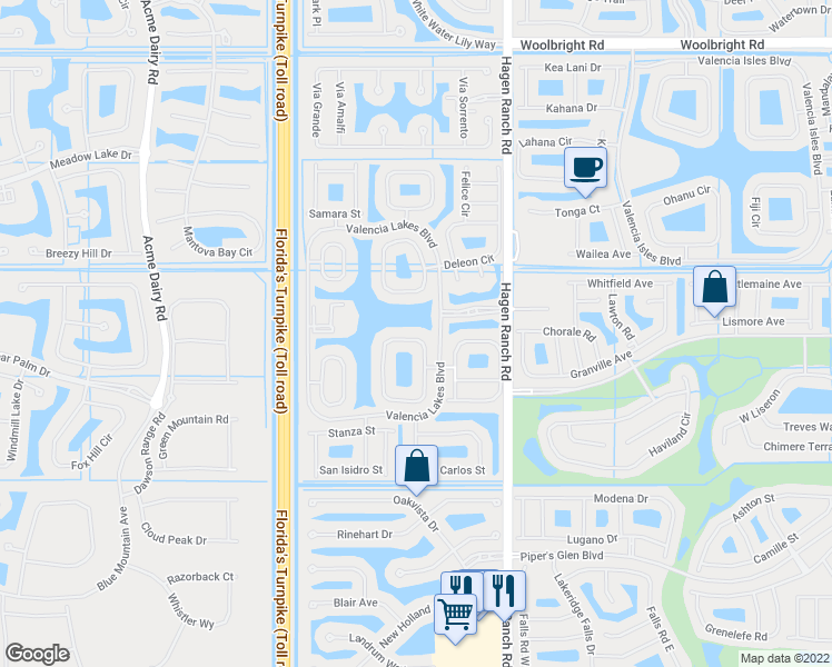 map of restaurants, bars, coffee shops, grocery stores, and more near 11670 Caracas Boulevard in Boynton Beach
