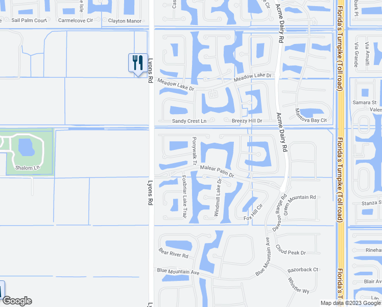 map of restaurants, bars, coffee shops, grocery stores, and more near 15820 Rock Lake Terrace in Boynton Beach