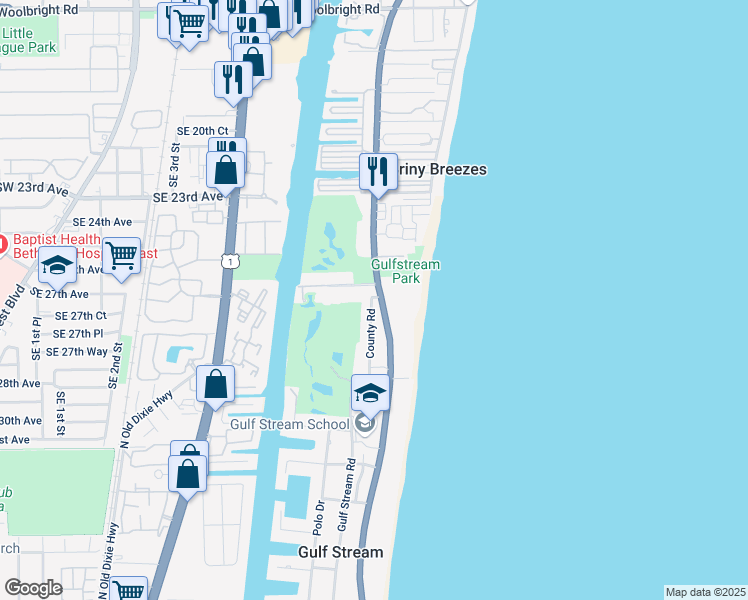 map of restaurants, bars, coffee shops, grocery stores, and more near 4450 County Road in Gulf Stream